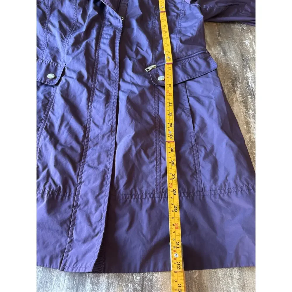 Cole Haan Signature Rain Jacket Womens Petite L Maroon Packable Lightweight EC - Picture 6 of 8